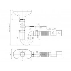 Сифон Ани 1.1/2"*40 прямоточн. с разрывом струи с гибкой трубой 40*40/50