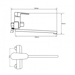 Смеситель ванна MELODIA Rock картридж 35мм длинный излив 300мм