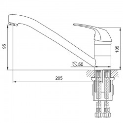 Смеситель кухня MELODIA Jive картридж д.35мм излив 25см