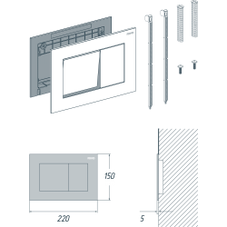 Комплект инсталляции для унитаза RIVO Set A с панелью смыва RIVO Touch Line Белый глянцевый