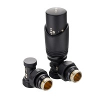 Комплект терморегулирующего оборудования для радиатора угловой 1/2 ", черный