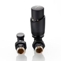 Комплект терморегулирующего оборудования для радиатора угловой 1/2 ", черный