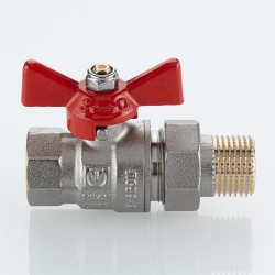 Кран шаровой BASE-ГОСТ со сгоном с рукояткой-бабочкой вн.-нар. DN15, PN40, 1/2"