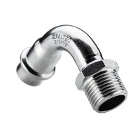 Отвод 90* с переходом на  нар. р., нерж. сталь 18х1/2"