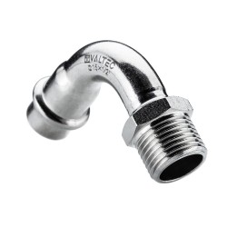 Отвод 90* с переходом на  нар. р., нерж. сталь 18х3/4"