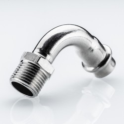 Отвод 90* с переходом на  нар. р., нерж. сталь 18х3/4"