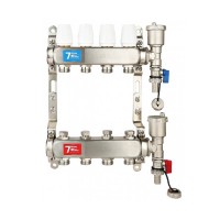 Коллекторная группа без расходомерами без кранов 1"x3/4" нержавеющая сталь 4 выхода