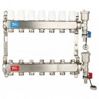 Коллекторная группа без расходомерами без кранов 1"x3/4" нержавеющая сталь 7 выхода