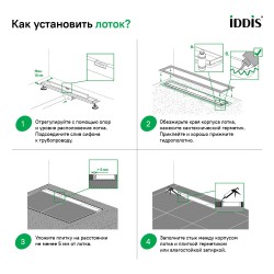 Лоток душевой Iddis Level, нерж. сталь, гориз. выпуск, комб. затвор, перфор. решетка, 600мм
