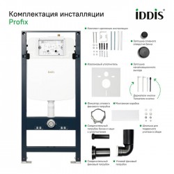 Комплект Iddis 3в1: подвесной унитаз Blanco Q, инсталляция Profix и черная клавиша смыва