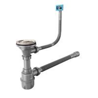 Сифон для кухонной мойки Iddis 3.1/2x40мм, с выпуском, гофротрубой и переливом
