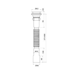 Сифон гофрированный Iddis 1.1/4х32/40мм, с выпуском