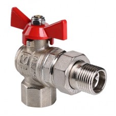 Кран шаровой BASE угловой с накидной гайкой 3/4" вн.-вн. (короткий)