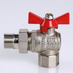 Кран шаровой BASE угловой с накидной гайкой 1/2" вн.-вн. (короткий)
