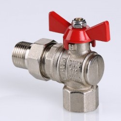 Кран шаровой BASE угловой с накидной гайкой 1/2" вн.-вн. (короткий)