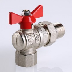 Кран шаровой BASE угловой с накидной гайкой 1/2" вн.-вн. (короткий)