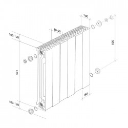Дизайн-радиатор бимет. Royal Thermo PianoForte Bianco Traffico 500 x 100 - 4 секц.